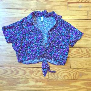 Purple floral crop top
